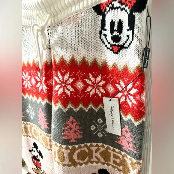 NEW Forever 21 x Disney Mickey Mouse Fair Isle Christmas Sweater-Knit Joggers - Picture 7 of 9